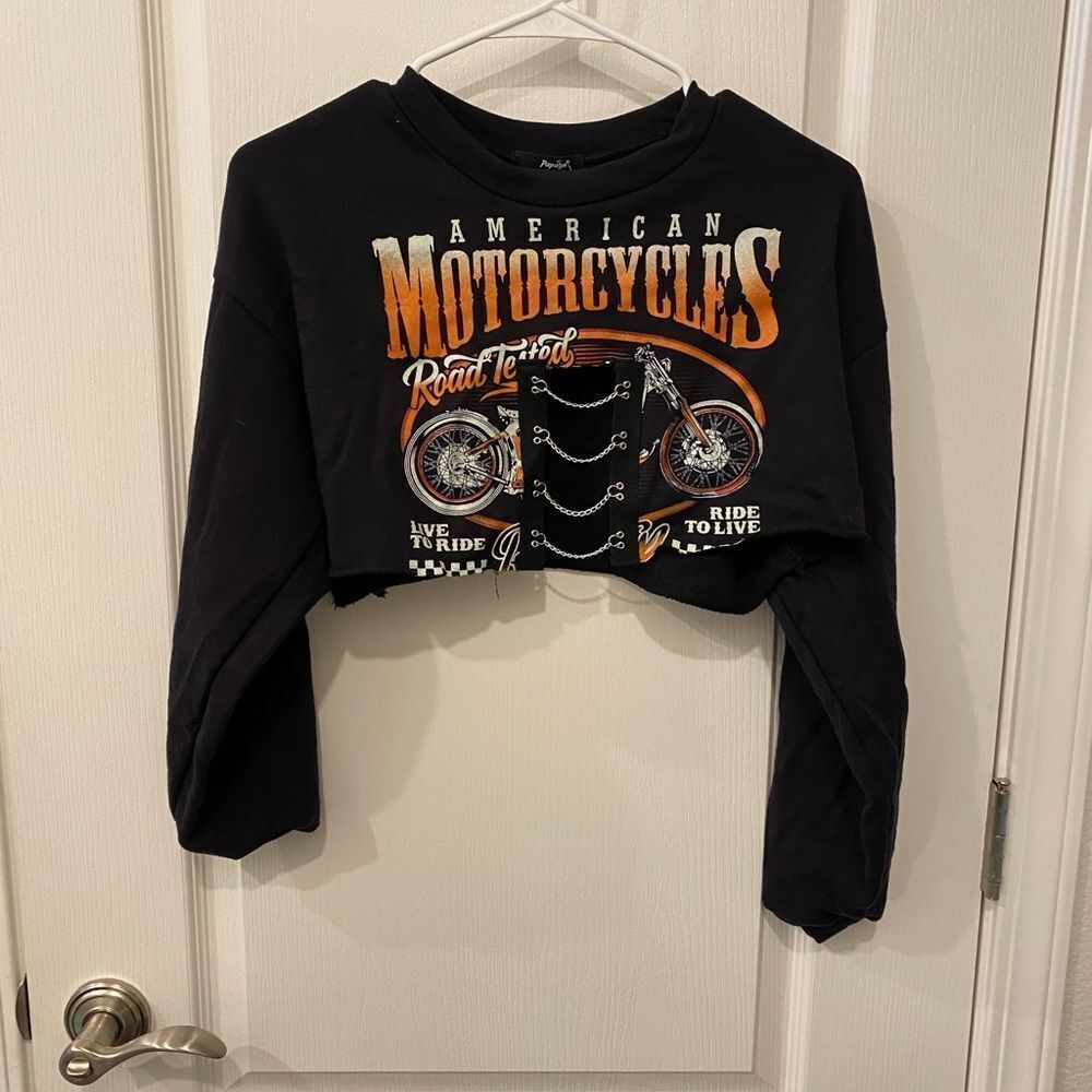 NWT motorcycle cropped sweater